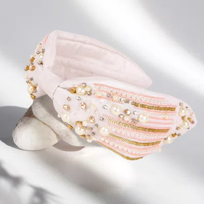 Fashnzfab Pearl Sequin Bead Embellished Headband In White