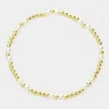 Fashnzfab Pearl Stainless Steel Ball Beaded Stretch Bracelet In Gold
