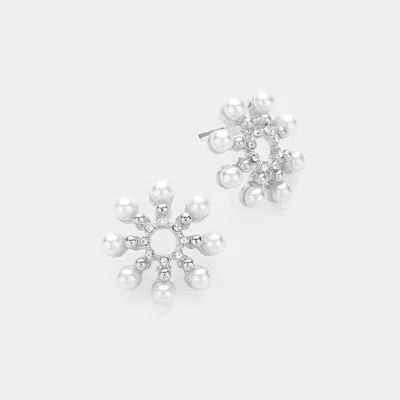 Fashnzfab Pearl Starburst Stud Earrings In Neutral