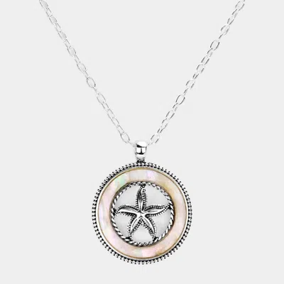 Fashnzfab Pearl Starfish Pendant Necklace In Transparent
