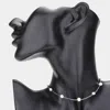 Fashnzfab Pearl Station Beaded Choker Necklace In Metallic