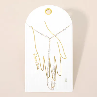 Fashnzfab Pearl Station Hand Chain Bracelet In Gold
