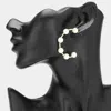 Fashnzfab Pearl Station Hoop Earrings In Gold