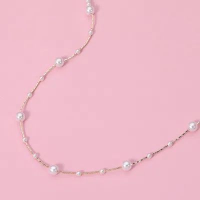 Fashnzfab Pearl Station Necklace In Multi