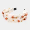 Fashnzfab Pearl Stone Basketball Embellished Knot Burnout Headband In Sand
