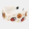 Fashnzfab Pearl Stone Basketball Embellished Twisted Headband In Sand