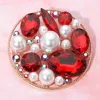 Fashnzfab Pearl Stone Cluster Embellished Chunky Round Pin Brooch In Multi