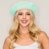 Fashnzfab Pearl Stone Cluster Embellished Wool Beret Hat In Green