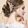 Fashnzfab Pearl Stone Embellished Flower Leaf Cluster Hair Comb In Pink