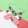 Fashnzfab Pearl Stone Seed Beads Embellished Christmas Boots Dangle Earrings In Multi