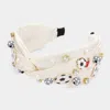 Fashnzfab Pearl Stone Soccer Shoe Embellished Twisted Headband In Sand