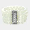 Fashnzfab Pearl Strand Magnetic Bracelet Clear, White In Multi