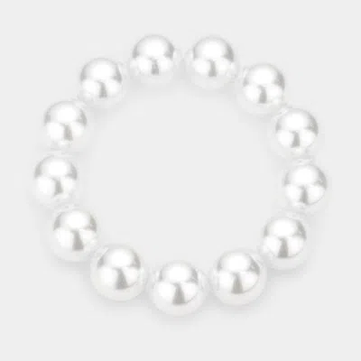 Fashnzfab Pearl Stretch Bracelet White