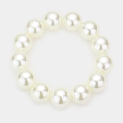 Fashnzfab Pearl Stretch Bracelet In White