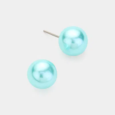 Fashnzfab Pearl Stud Earrings In Blue