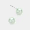 Fashnzfab Pearl Stud Earrings In Green