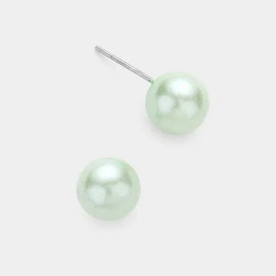 Fashnzfab Pearl Stud Earrings In Green