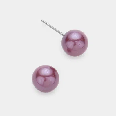 Fashnzfab Pearl Stud Earrings - Purple