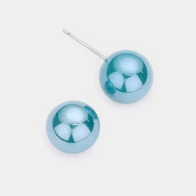 Fashnzfab Pearl Stud Earrings - Turquoise In Blue
