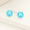 Fashnzfab Pearl Stud Earrings In Blue