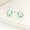 Fashnzfab Pearl Stud Earrings In Green