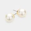 Fashnzfab Pearl Stud Earrings In White
