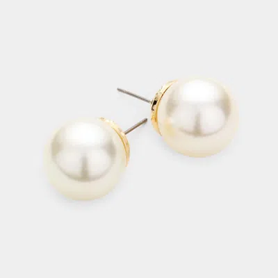 Fashnzfab Pearl Stud Earrings In White