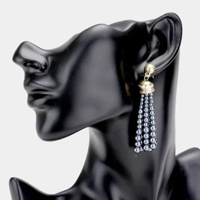 Fashnzfab Pearl Tassel Earrings - Gray