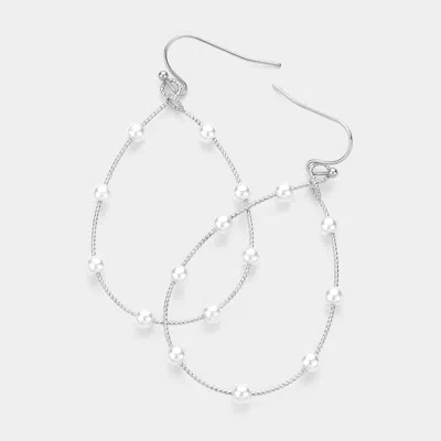 Fashnzfab Pearl Teardrop Dangle Earrings In White