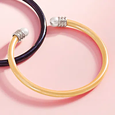 Fashnzfab Pearl Tip Cuff Bracelet Gold, Silver In Multi