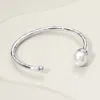 Fashnzfab Pearl Tip Cuff Bracelet Silver In Silver