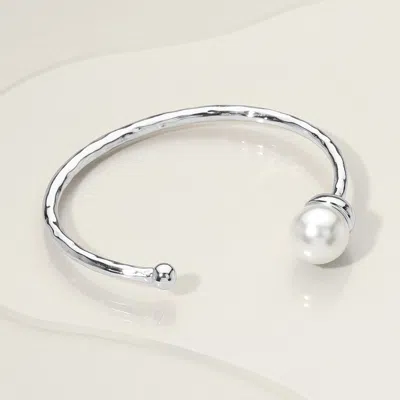 Fashnzfab Pearl Tip Cuff Bracelet Silver