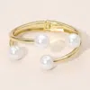 Fashnzfab Pearl Tip Hinged Bangle Bracelet In Gold