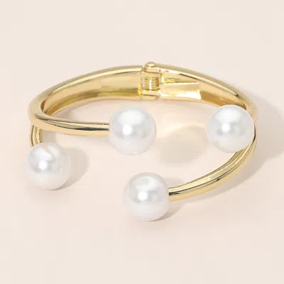FASHNZFAB PEARL TIP HINGED BANGLE BRACELET