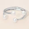 Fashnzfab Pearl Tip Hinged Bangle Bracelet In Metallic