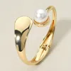 Fashnzfab Pearl Tip Sculptural Hinged Bangle Bracelet Cream, Gold In Multi