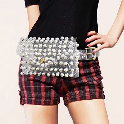 Fashnzfab Pearl Transparent Fanny Pack / Belt / Clutch Bag In Gold