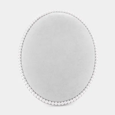 Fashnzfab Pearl Trim Oval Earring Jewelry Display Stand In White