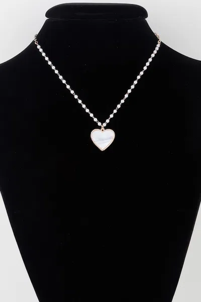 Fashnzfab Pearled Marble Heart Necklace In Gold