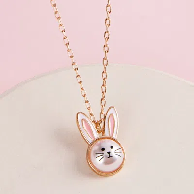 Fashnzfab Pearly Easter Bunny Face Pendant Necklace In Gold