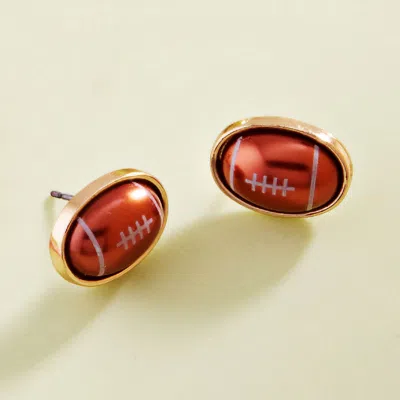 Fashnzfab Pearly Football Stud Earrings In Red