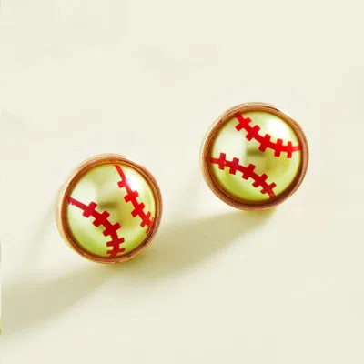 Fashnzfab Pearly Softball Stud Earrings In Multi