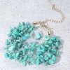 Fashnzfab Pebble Faceted Beads Transparent Thread Multi Layered Strand Bracelet Gold, Turquoise In Multi