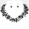 Fashnzfab Pebble Faceted Beads Transparent Thread Multi Layered Strand Necklace In Gray