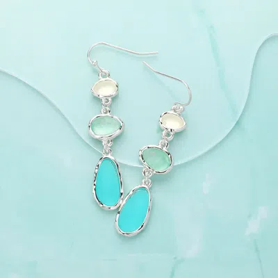 Fashnzfab Pebble Link Dropdown Dangle Earrings In Blue