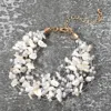Fashnzfab Pebble Pearl Beads Transparent Thread Multi Layered Strand Bracelet Cream, Gold, Neutral In Multi