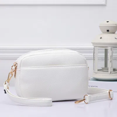 Fashnzfab Pebbled Faux Leather Crossbody Bag In White