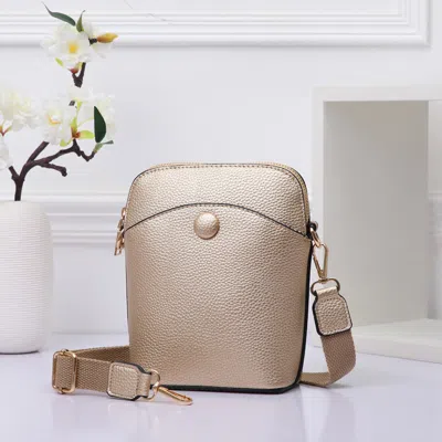 Fashnzfab Pebbled Faux Leather Mini Crossbody Bag In Gold