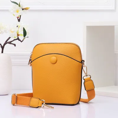 Fashnzfab Pebbled Faux Leather Mini Crossbody Bag In Yellow