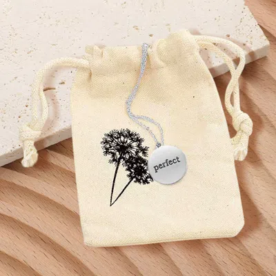Fashnzfab Perfect Engraved Disc Pendant Necklace Gift Bag Set In Neutral